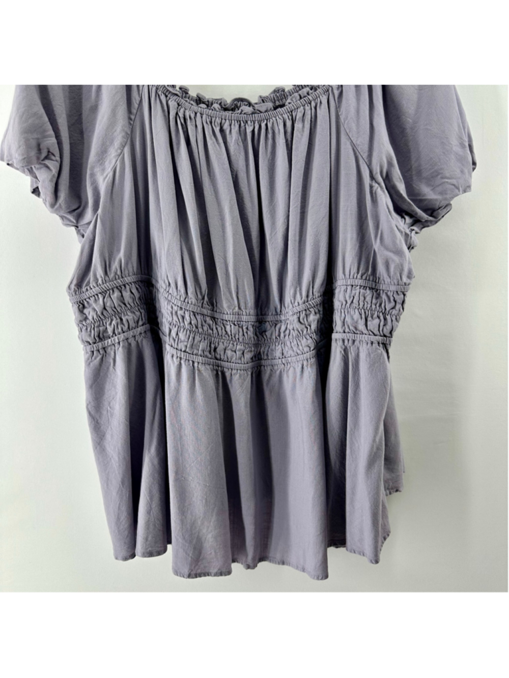 TORRID Lavender WOMENS Plus Size 5X Square Neck Peplum BOHO PEASANT TOP Purple - Picture 6 of 10